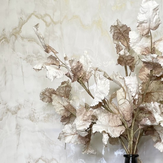 FAUX DRIED LEAF BRANCHES OYSTER | BASIC FOLIAGE BOUQUET