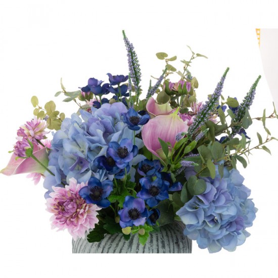 BLUE AND PINK GARDEN FLOWERS | ARTIFICIAL FLOWER ARRANGEMENT