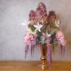 SANDRINGHAM | STATEMENT ARTIFICIAL FLOWER ARRANGEMENT IN GOLD URN