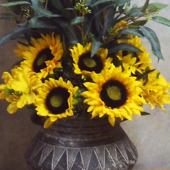 HERE COMES THE SUN | DELPHINIUM SUNFLOWER ALLIUM ARRANGEMENT | ARTIFICIAL FLOWER ARRANGEMENTS