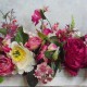 VIVA MAGENTA | TABLE RUNNER FLOWER ARRANGEMENT | PEONIES SWEET PEAS BLACKBERRIES