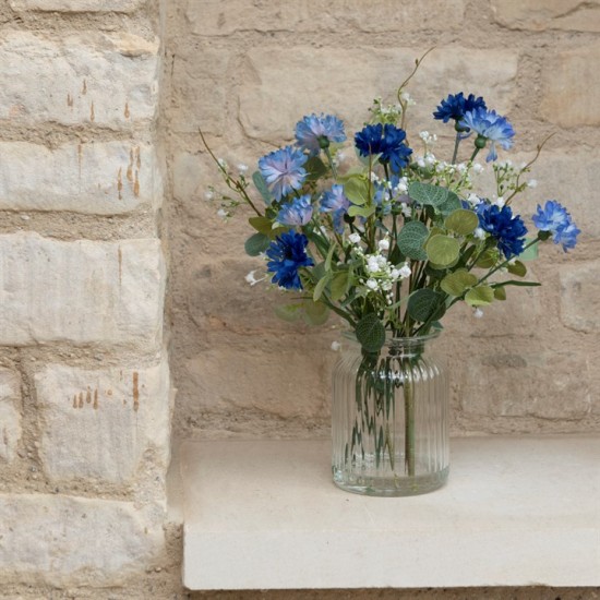 CORNFLOWERS AND FOLIAGE VASE | ARTIFICIAL FLOWER ARRANGEMENTS