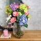 COTTAGE GARDEN FLOWERS IN GLASS VASE | ARTIFICIAL FLOWER ARRANGEMENTS