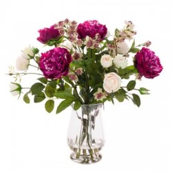 PEONIES ROSE AND ASTRANTIA VASE | ARTIFICIAL FLOWER ARRANGEMENTS