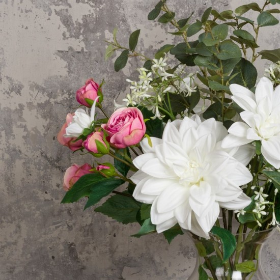 DAHLIAS AND ROSES | ARTIFICIAL FLOWER ARRANGEMENT