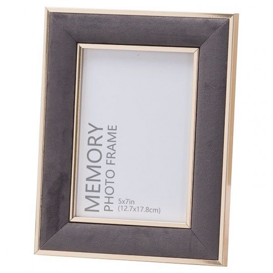 GREY VELVET WITH GOLD 5X7 PHOTO FRAME | HOMEWARE