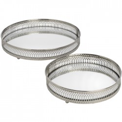 SET OF TWO CIRCULAR NICKEL TRAYS | HOMEWARE