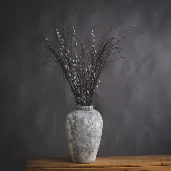 TALL AGED STONE VASE 45CM | FLOWER VASES