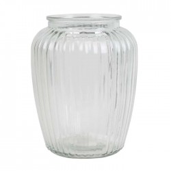 RIBBED GLASS VASE 20CM | FLOWER VASES