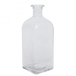 SQUARE GLASS BOTTLE VASE CLEAR 29CM | FLOWER VASES