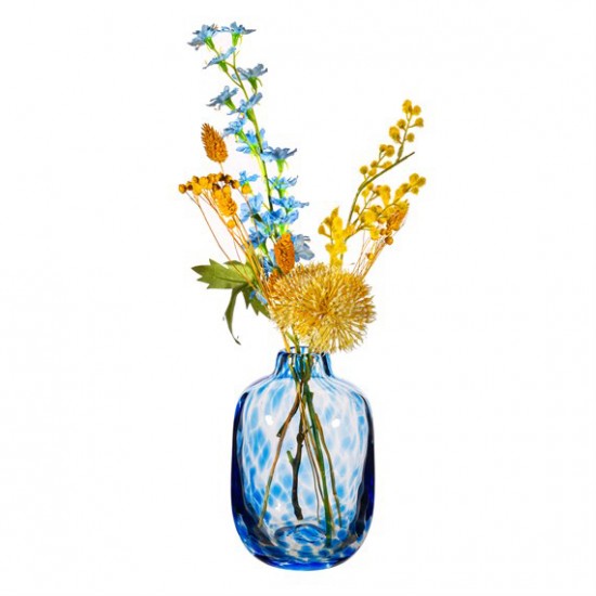 LARGE BLUE SPECKLED GLASS VASE 25CM | FLOWER VASES 