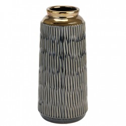 SEVILLE INTAGLIO VASE GOLD GREY 31CM | FLOWER VASES 