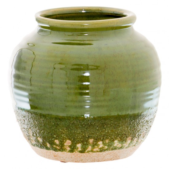 SEVILLE SQUAT VASE OLIVE GREEN 17CM | FLOWER VASES 