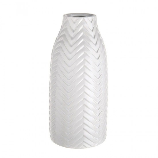 WHITE ZIGZAG CERAMIC VASE 27CM | FLOWER VASES 